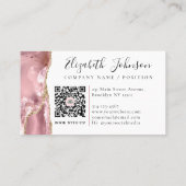 Carte De Visite Chic Blush Rose or Parties scintillant Agate Marbr (Dos)