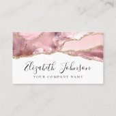 Carte De Visite Chic Blush Rose or Parties scintillant Agate Marbr (Devant)