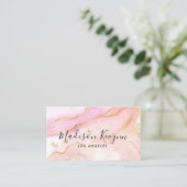 Carte De Visite Chic Blush rose or Parties scintillant marbre Agat (Debout devant)