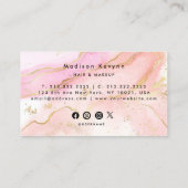 Carte De Visite Chic Blush rose or Parties scintillant marbre Agat (Dos)