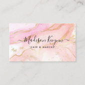 Carte De Visite Chic Blush rose or Parties scintillant marbre Agat (Devant)