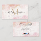 Carte De Visite Chic Blush rose or Parties scintillant marbre Agat (Devant / Derrière)