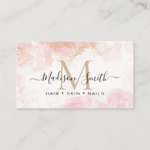 Carte De Visite Chic Blush rose or Parties scintillant marbre Agat