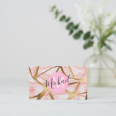 Carte De Visite Chic Blush rose or Parties scintillant marbre Agat (Debout devant)