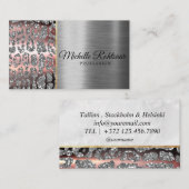 Carte De Visite Chic Blush rose or Parties scintillant marbre Agat (Devant / Derrière)