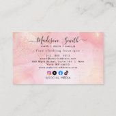 Carte De Visite Chic Blush rose or Parties scintillant marbre Agat (Dos)