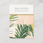 Carte De Visite Chic Boho Blush Green Tropical Palm Feuille Coiffu (Devant)