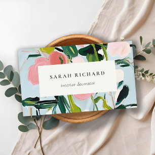 Carte De Visite Chic Boho coloré rose bleu vert peint Floral