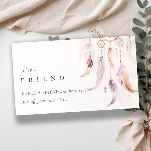 Carte De Visite Chic Boho Dreamcatcher Aquarelle Référer Un Ami
