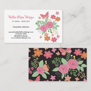 Carte De Visite Chic Boho Floral Bouquet Design