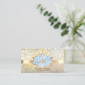 Carte De Visite Chic Bokeh Gold, Blue Lotus Yoga Instructeur (Debout devant)