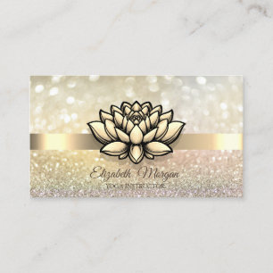 Carte De Visite Chic Bokeh Or,Instructrice de Yoga Lotus