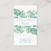 Carte De Visite Chic Botanique Monstera Palm Côte Feuille (Devant)