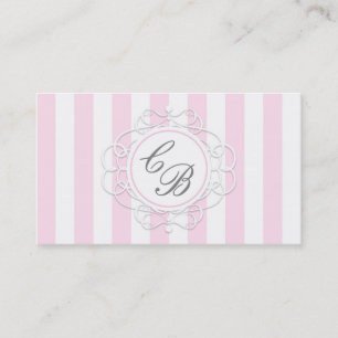 Carte de visite chic boutique à rayures rose et bl