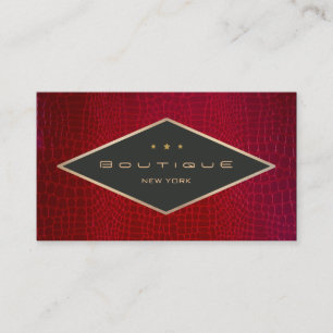 Carte De Visite Chic Boutique Faux Serpent Rouge Peau Emblème Noir