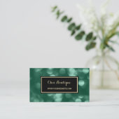 Carte De Visite Chic Boutique Glamorisante Green Luxe Bokeh (Debout devant)
