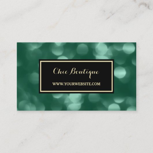Carte De Visite Chic Boutique Glamorisante Green Luxe Bokeh (Devant)