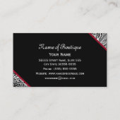 Carte De Visite Chic Boutique noir et blanc Paisley Rouge Ruban (Dos)