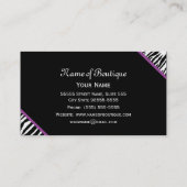 Carte De Visite Chic Boutique noir et blanc Zèbre violet ruban (Dos)