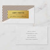 Carte De Visite Chic Brown Blancs Faux Métallo Or (Devant / Derrière)