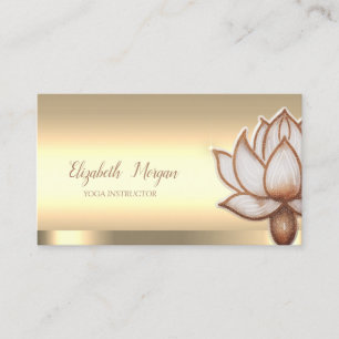 Carte De Visite Chic Brown Lotus Fleur Yoga Instructeur