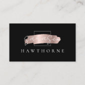 Carte De Visite Chic Brush Stroke Faux Rose Gold et Black Elegant (Devant)