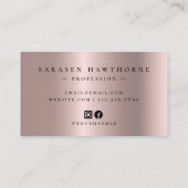 Carte De Visite Chic Brush Stroke Faux Rose Gold Neutral Rose (Dos)