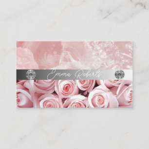 Carte De Visite Chic Brush Stroke Faux Rose Gold sur Rose neutre