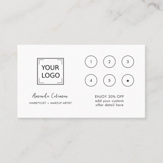 Carte De Visite CHIC Business Reward 6 Punch Logo blanc ROSE (Devant)