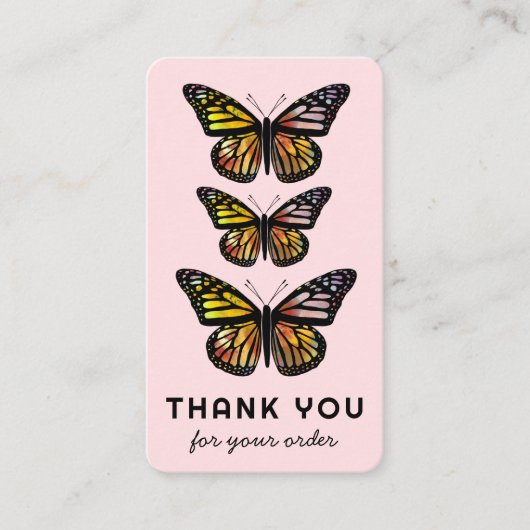 Carte De Visite Chic Butterflies Code QR Merci de commande client (Devant)