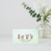 Carte De Visite Chic Cactus Succulent Vert (Debout devant)