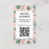 Carte De Visite Chic Cactus & Succulents Aquarelle QR Code Merci (Dos)