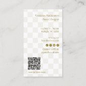 Carte De Visite Chic Checker Tan Gold QR Code Boutique Vertical (Dos)