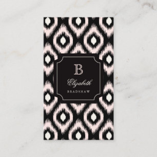 Carte De Visite Chic chic ivoire rose diamant Ikat Monogramme