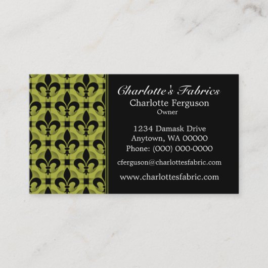 Carte de visite chic chic, vert olive (Devant)