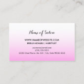 Carte De Visite Chic Chick rose avec cheveux brosse et salon de be (Dos)