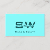 Carte De Visite Chic clair foncé Turquoise avec Monogramme et phot (Devant)