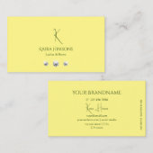 Carte De Visite Chic clair jaune clair avec Monogramme et bijoux (Devant / Derrière)