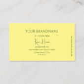 Carte De Visite Chic clair jaune clair avec Monogramme et bijoux (Dos)