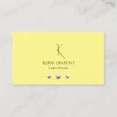 Carte De Visite Chic clair jaune clair avec Monogramme et bijoux (Devant)