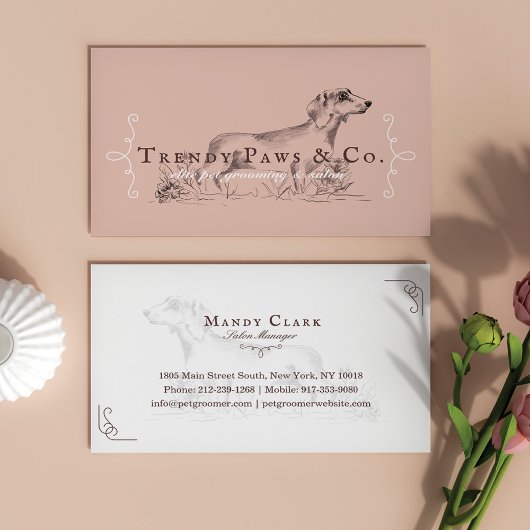 Carte De Visite Chic Classy Boutique Style Animaux Salon Dachshund