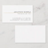 Carte De Visite Chic Clean Gold Stripe Design tendance White Plain (Devant / Derrière)
