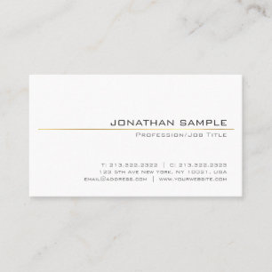Carte De Visite Chic Clean Gold Stripe Design tendance White Plain