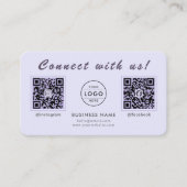 Carte De Visite Chic Code QR Double Lavande Multi Social (Devant)