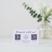 Carte De Visite Chic Code QR Double Lavande Multi Social (Debout devant)