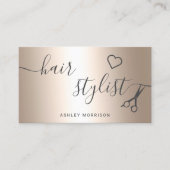 Carte De Visite Chic coiffeur chic ciseaux métalliques or (Devant)