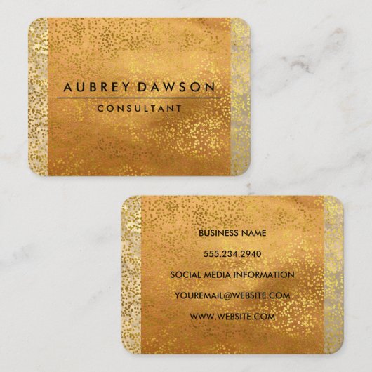 Carte De Visite Chic Confetti Gold Deux Tons (Devant / Derrière)
