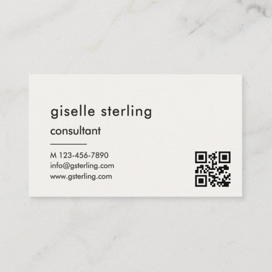 Carte De Visite Chic Consultant Luxe QR Code Monogramme (Dos)
