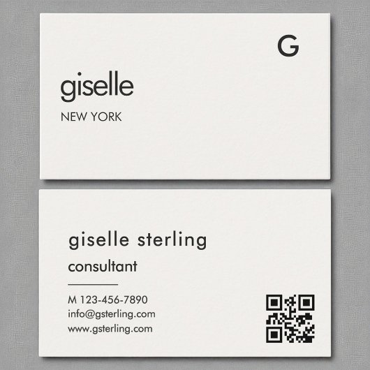 Carte De Visite Chic Consultant Luxe QR Code Monogramme