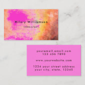 Carte De Visite Chic Coral Orange Hot Rose (Devant / Derrière)